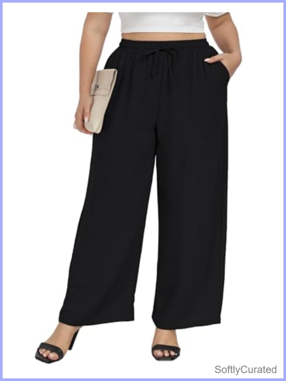 Plus Size Wide Leg Palazzo Pants Flowy Pull On Casual